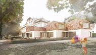Visualisierung Architektur Wettbewerb Aussen Primarschule Freiburg 2015